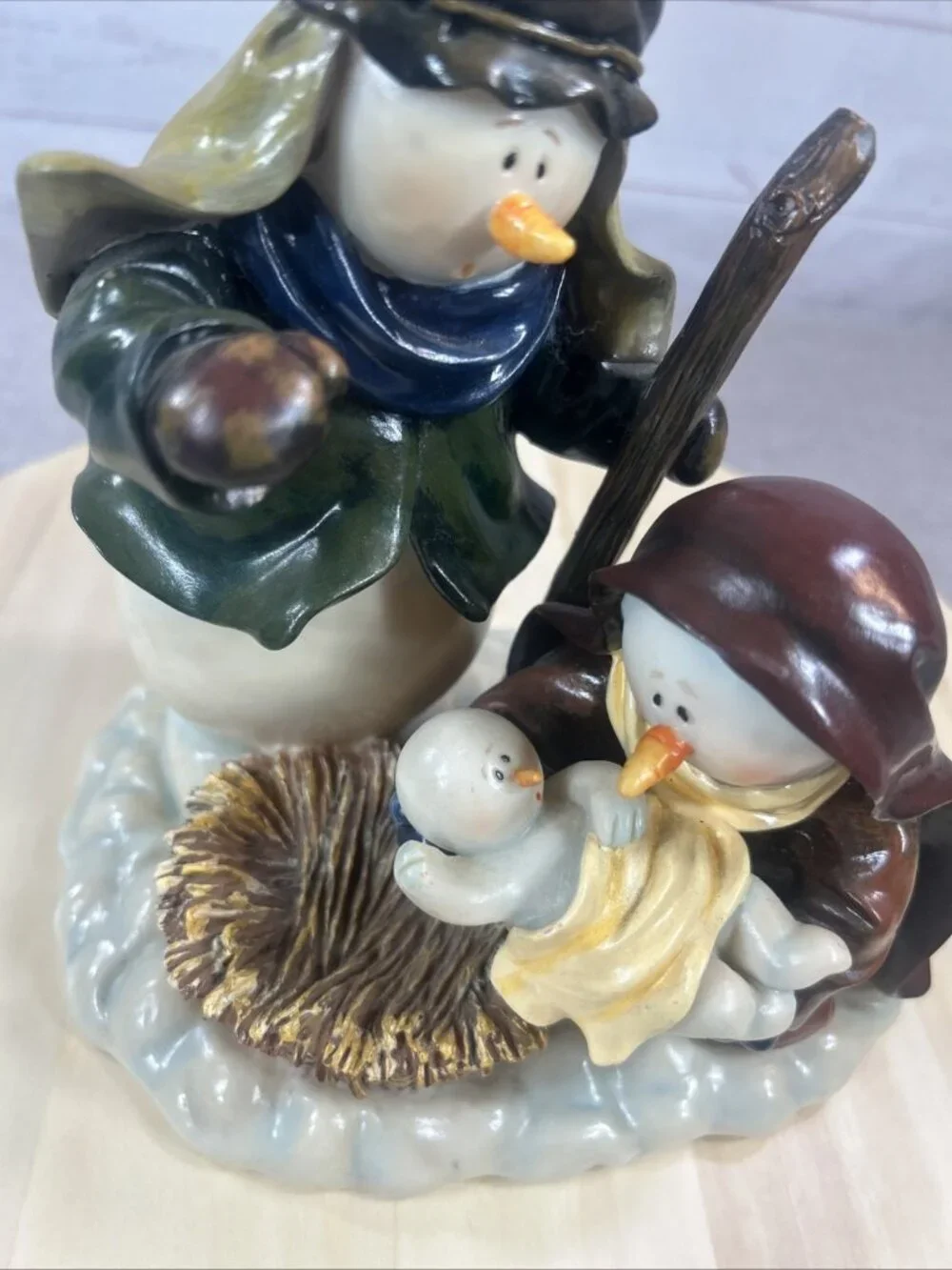 Vintage Snowman Resin Figurine Nativity Scene Winter Christmas Decor 7” X 7”